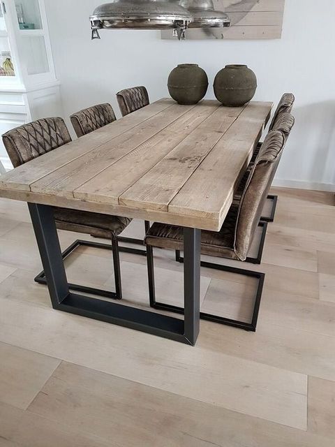 Rustic Dining Table With Metal Legs Round Farmhouse Set Furniture ... in Understanding the Appeal of Rustic Dining Tables with Metal Cross Legs